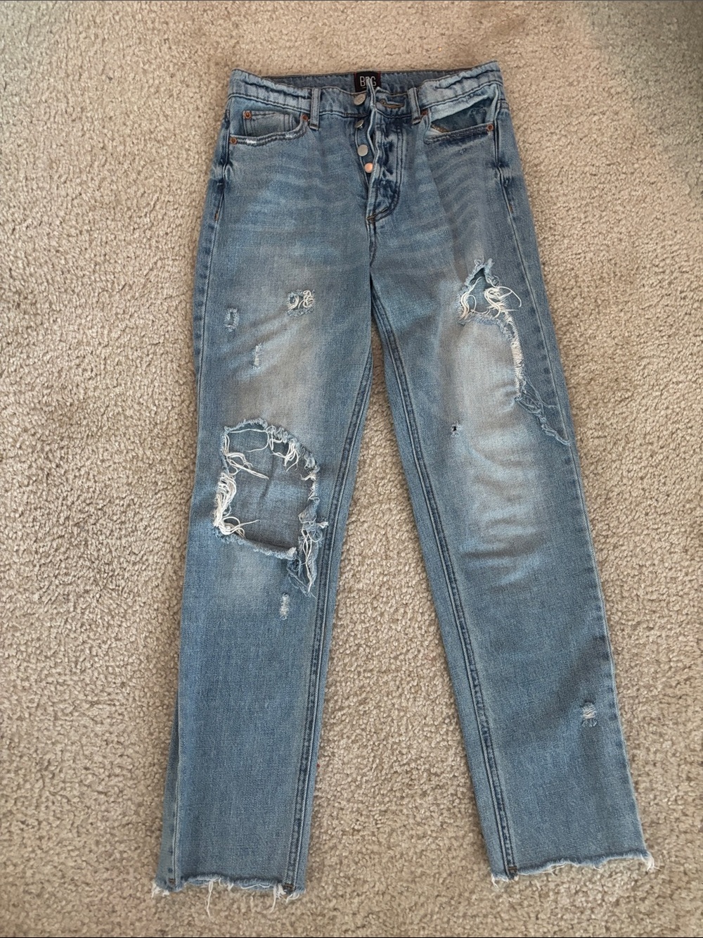 Urban Outfitters Light Blue Distressed Straight-Leg Jeans